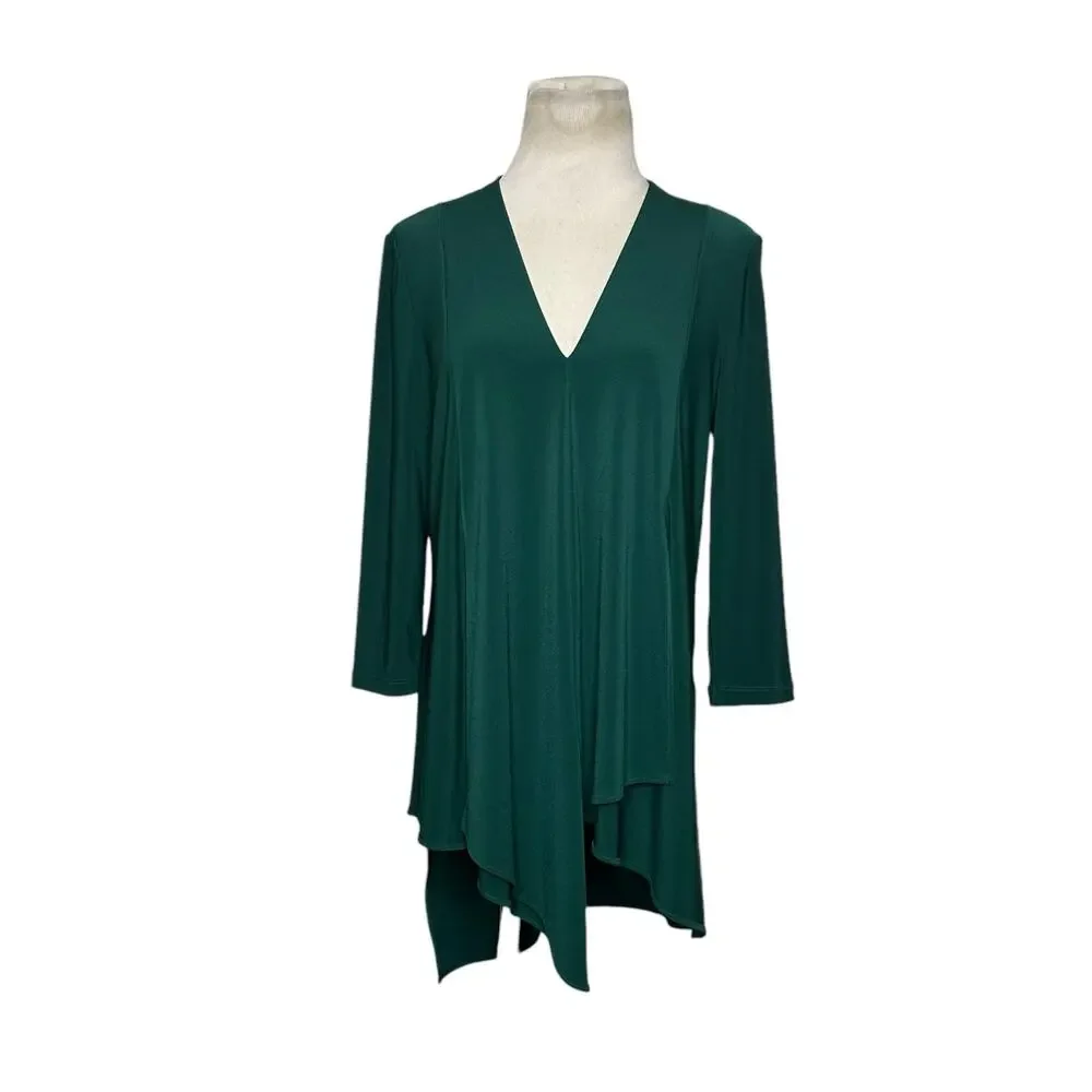 Joseph Ribkoff green 3/4 sleeves asymmetric tunic blouse size 8 - Picture 7 of 11